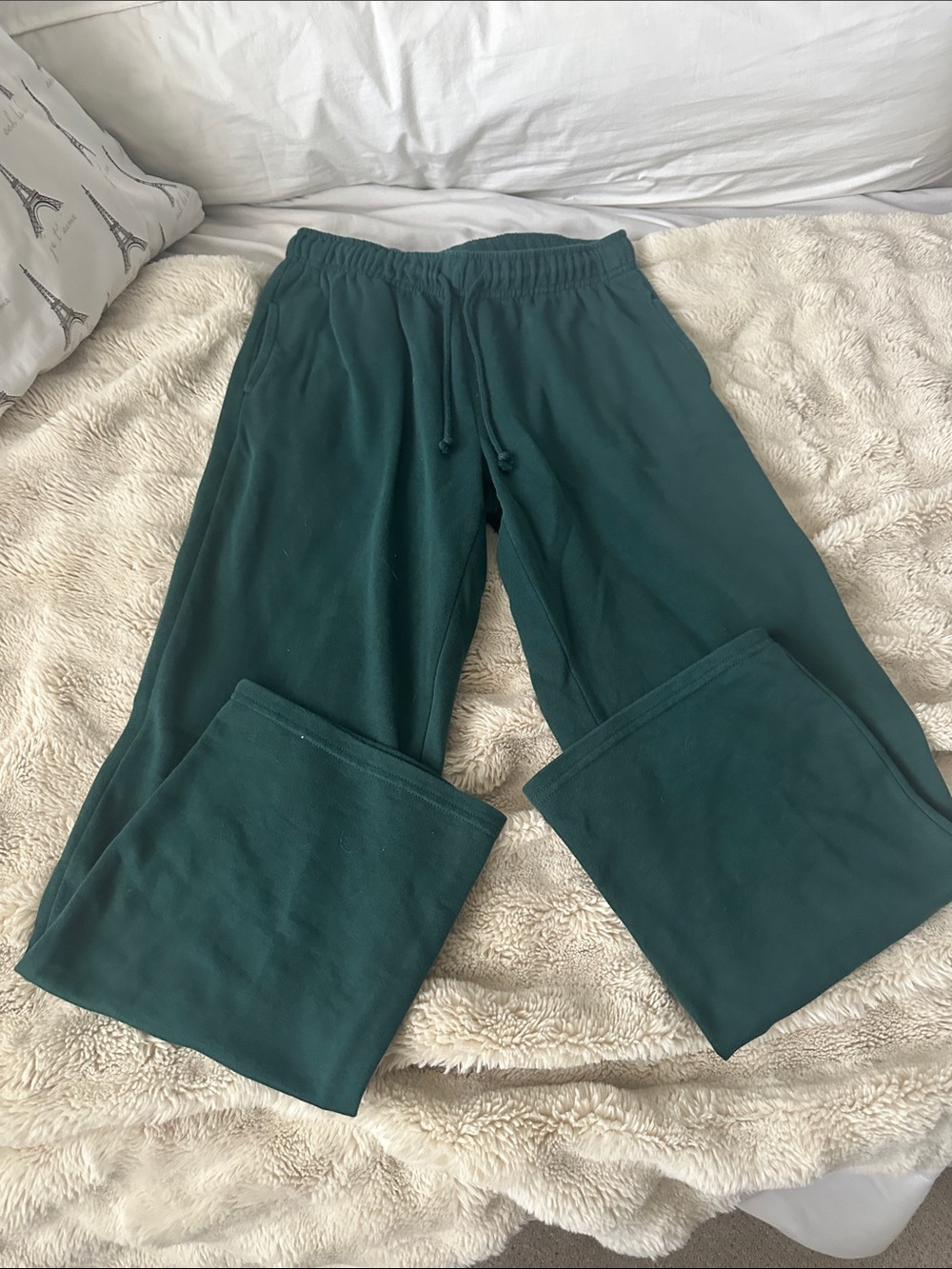 Dark green Drawstring open leg sweats (S)